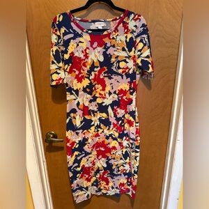 Floral Multicolor Women's Dress - LuLaRoe Julia
